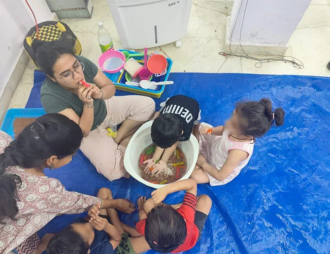 Child receiving developmental therapy support