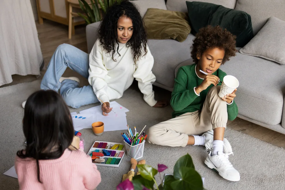 Children collaborating during a guided social activity